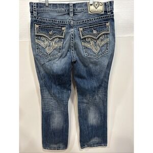 MEK DNM Jeans Straight Distressed‎ Button Fly Embroidered M1PALES4T  38x34 Y2K